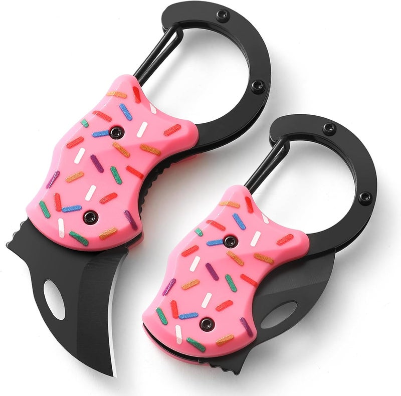 COOL PARD EDC Donut Folding Pocket Utility Knife,1.34''Blade Small EDC Knife,Pink Pocket Knife for Women Men,Cute Folding Knife Box Cutter，Perfect Christmas Gift for Women（Donut） - Image 1